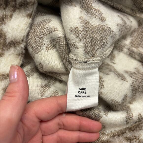 Avec Les‎ Filles White Tan Houndstooth Womens XS Zip Up Collared Fleece Jacket - Picture 5 of 9